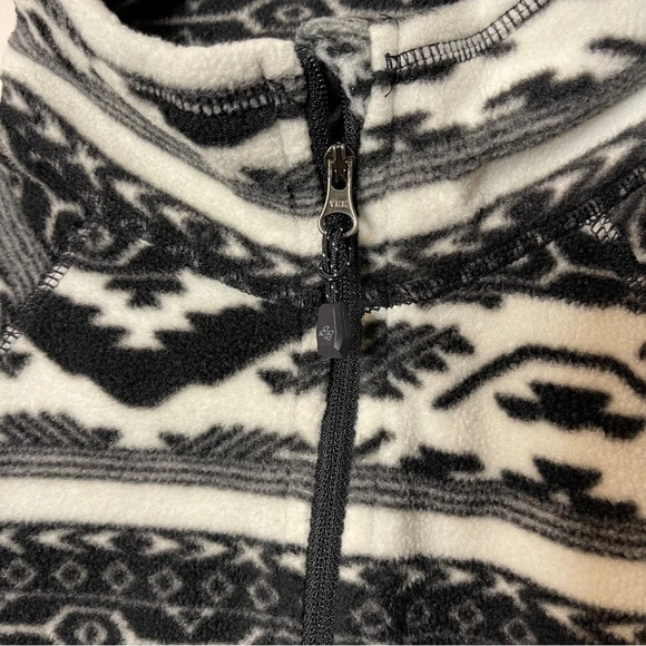 EDDIE BAUER Lightweight Aztec Print Fleece Half Zip black‎ white Size L - Picture 2 of 10